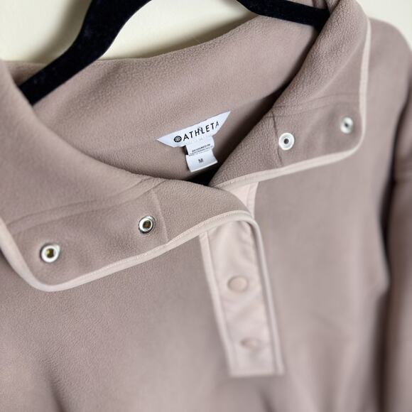 Athleta Women's Overlook Microfleece Sweatshirt Sandstone Size M Excellent - Picture 3 of 3